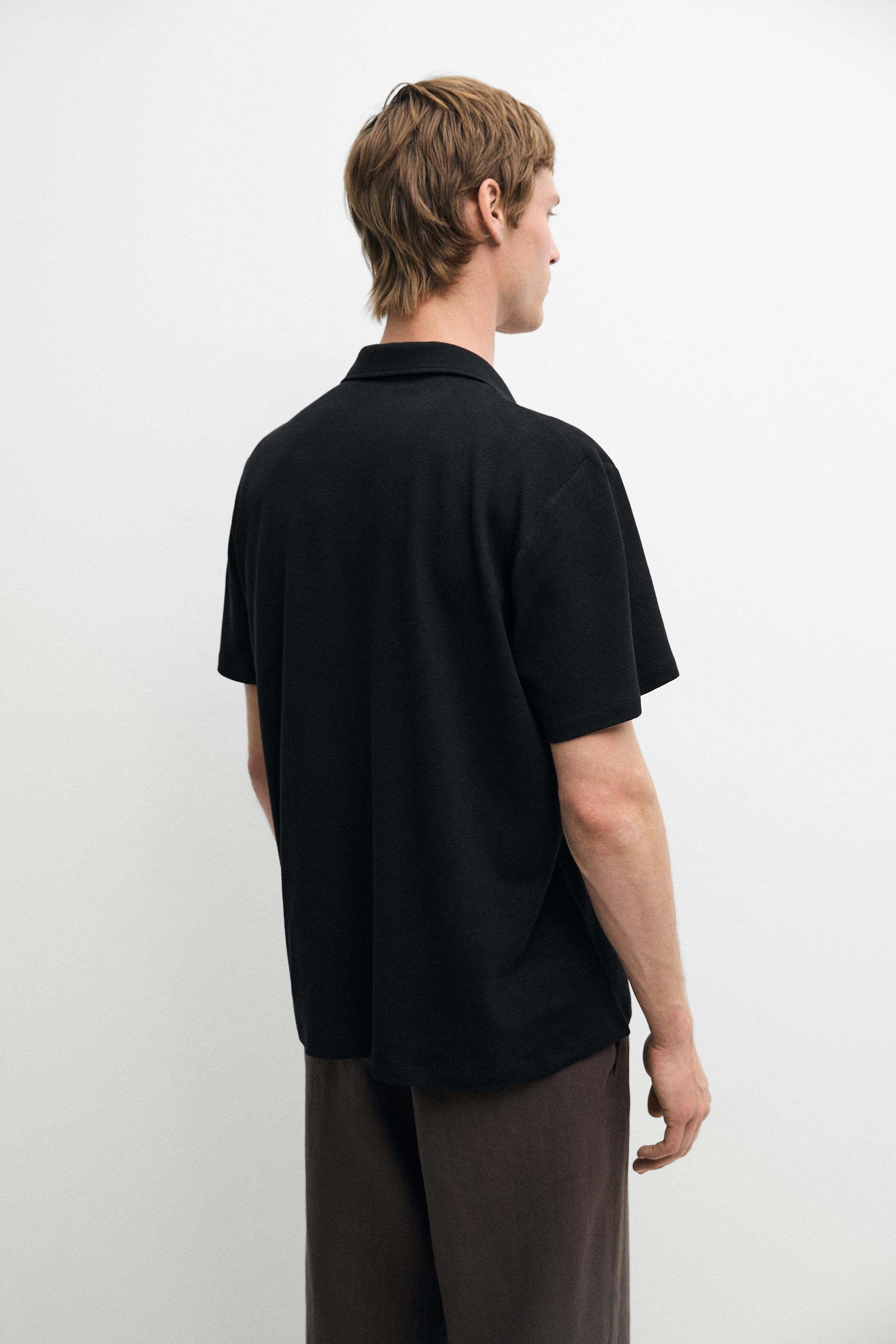Regular fit short sleeve linen-cotton blend shirt
